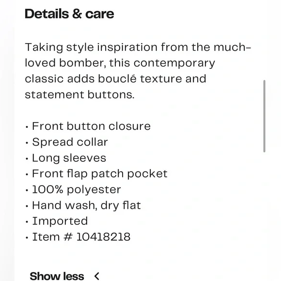 • LAUNDRY BY SHELLI SEAGAL BOUCLÉ BOMBER JACKET • - Picture 7 of 8